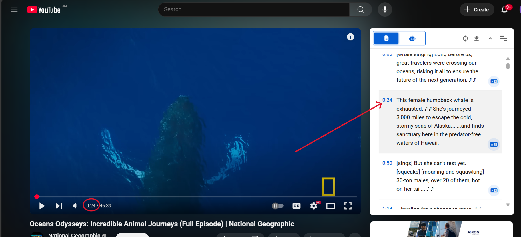 Clicking timestamp to jump to video position